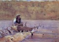 Homme dans un Punt Fishing réalisme peintre Winslow Homer